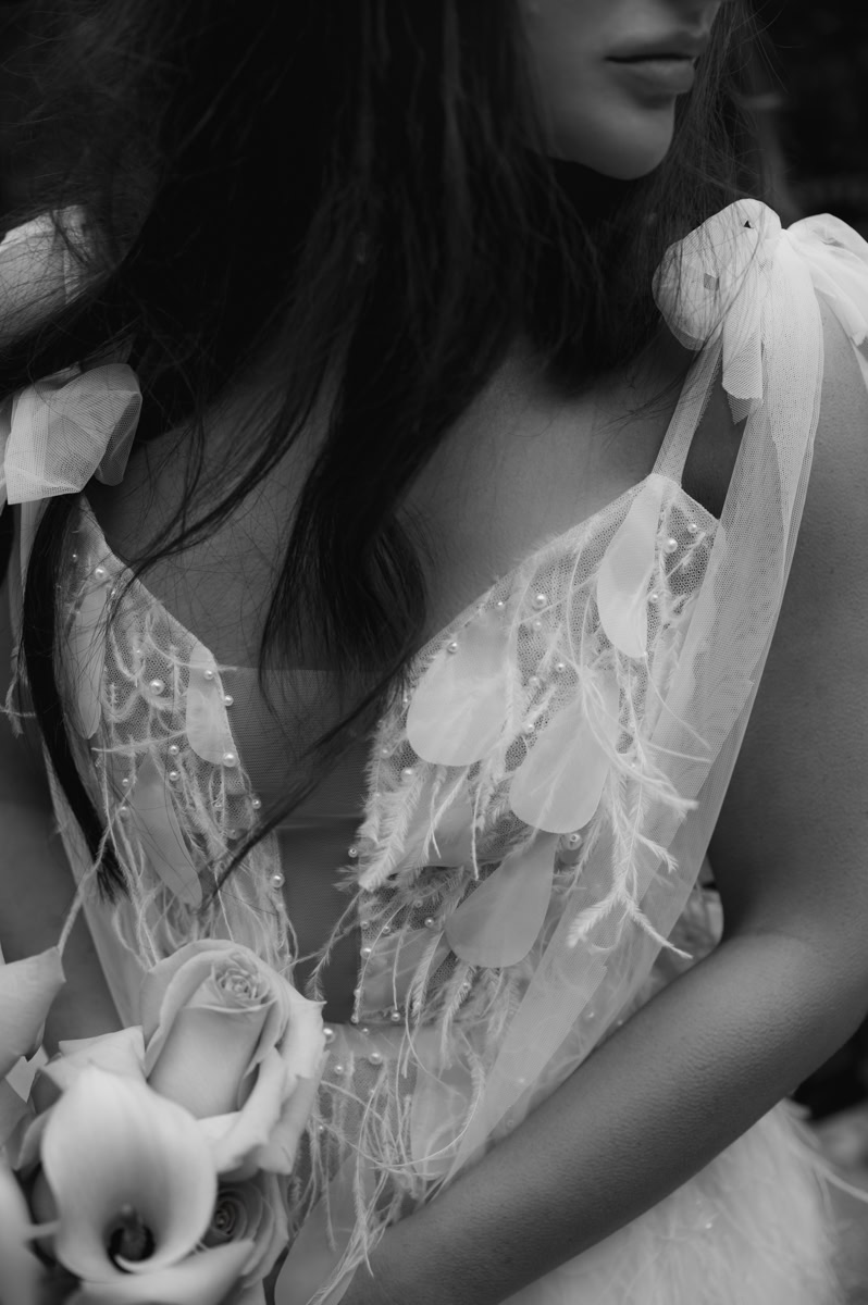 detail of bridal dress