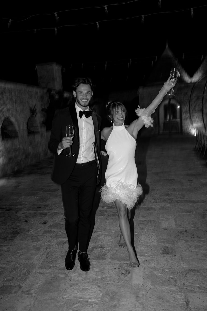 masseria grieco bride and groom wedding evening party